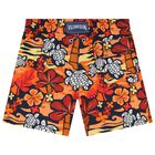 Boys Red & Orange Turtle Swim Shorts, 1, hi-res