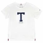 Girls White Embellished Logo T-Shirt, 1, hi-res