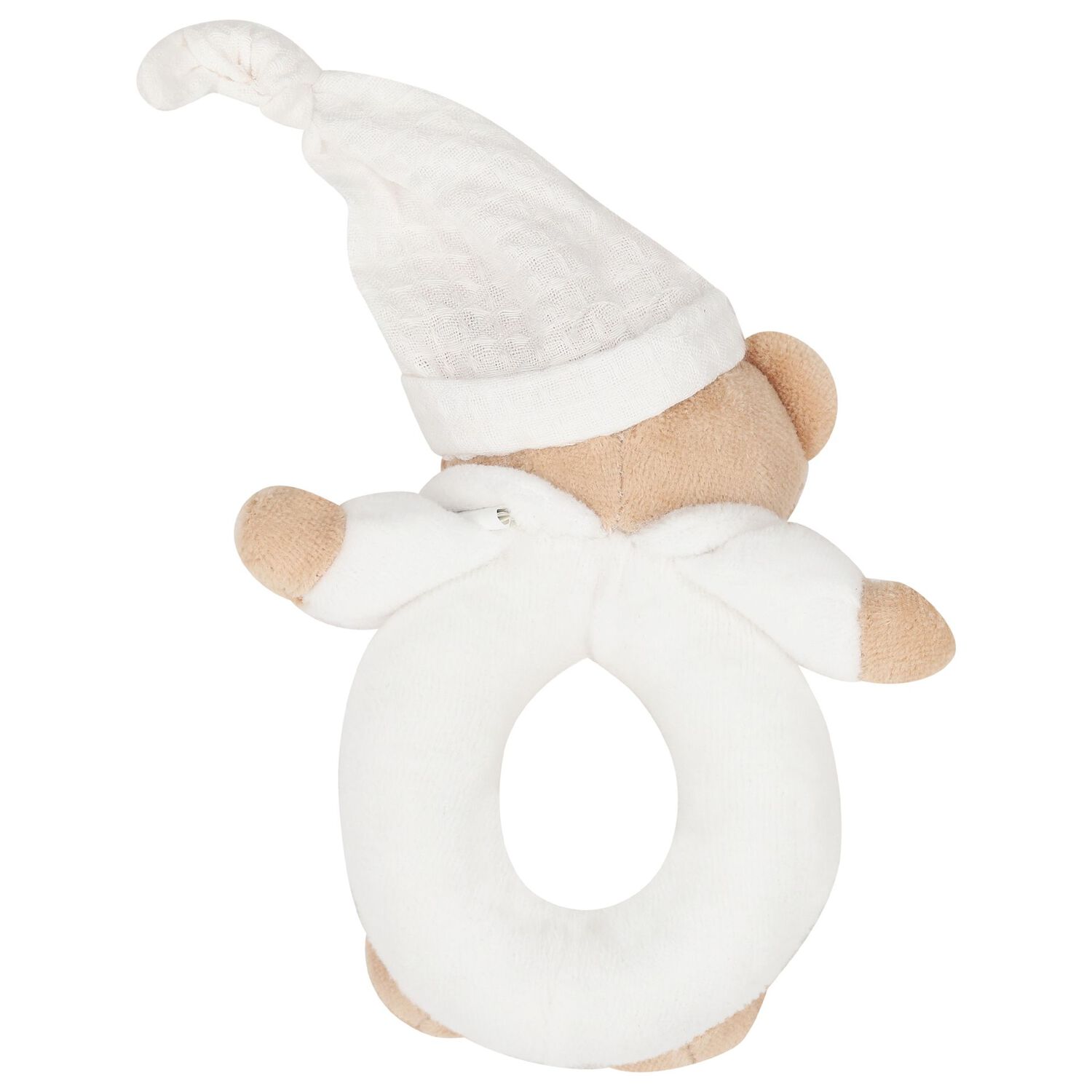 White & Beige Bear Rattle Toy ( 15cm ), 1, hi-res