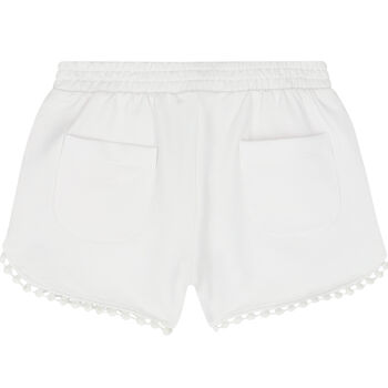 Girls White Cotton Jersey Shorts