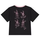 Girls Black Bunny Logo T-Shirt, 1, hi-res