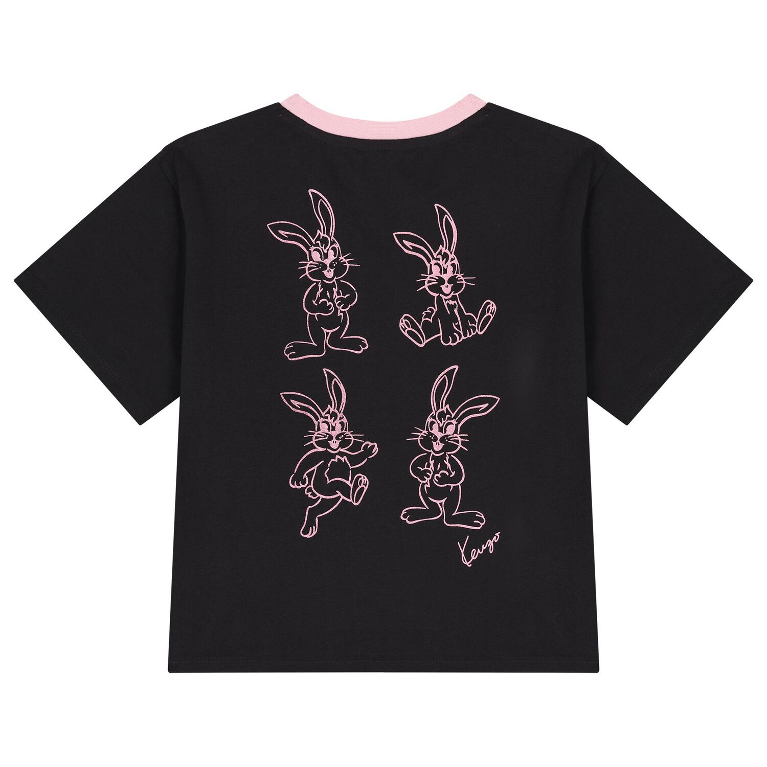 Girls Black Bunny Logo T-Shirt, 1, hi-res