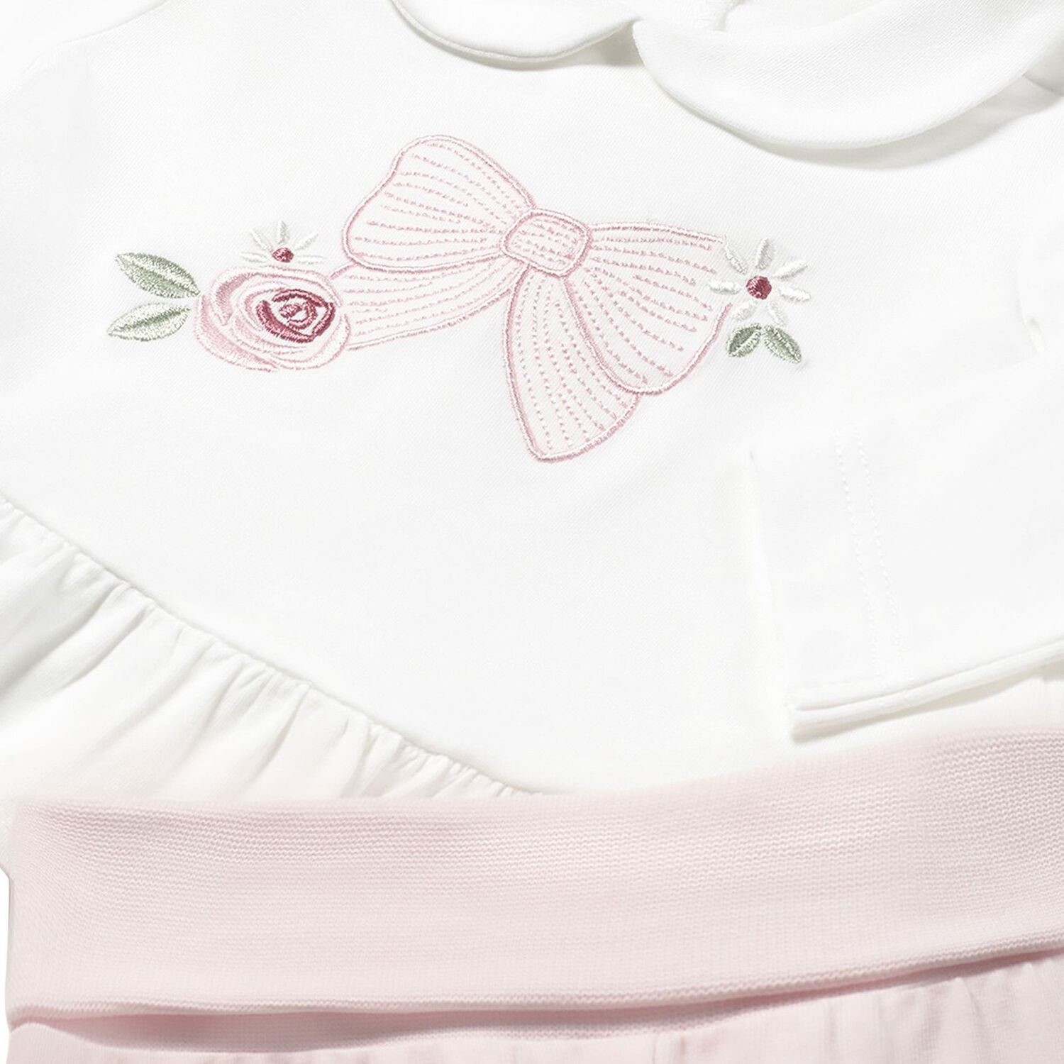 Baby Girls White & Pink Trousers Set, 1, hi-res