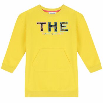 Girls Yellow Logo Sweatshirt Dress