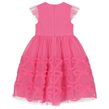 Girls Pink Bow Tulle Dress