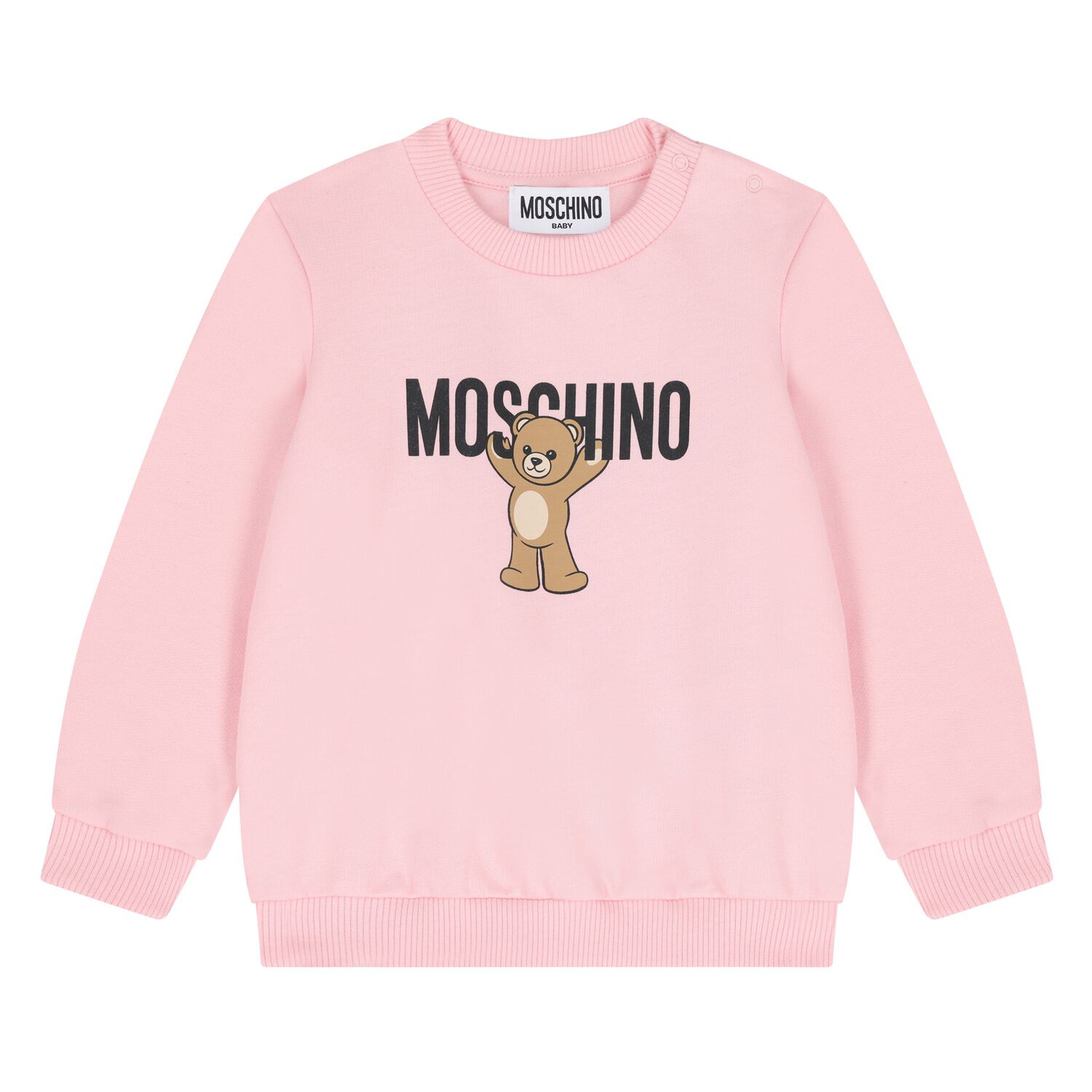 Younger Girls Pink Teddy Bear Logo Sweatshirt, 5, hi-res