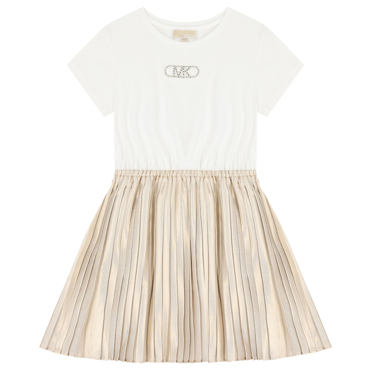 فستان بنات بالشعار باللون العاجي والذهبي, 2, hi-res image number null