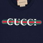 تيشيرت أولاد بالشعار باللون الكحلي, 1, hi-res