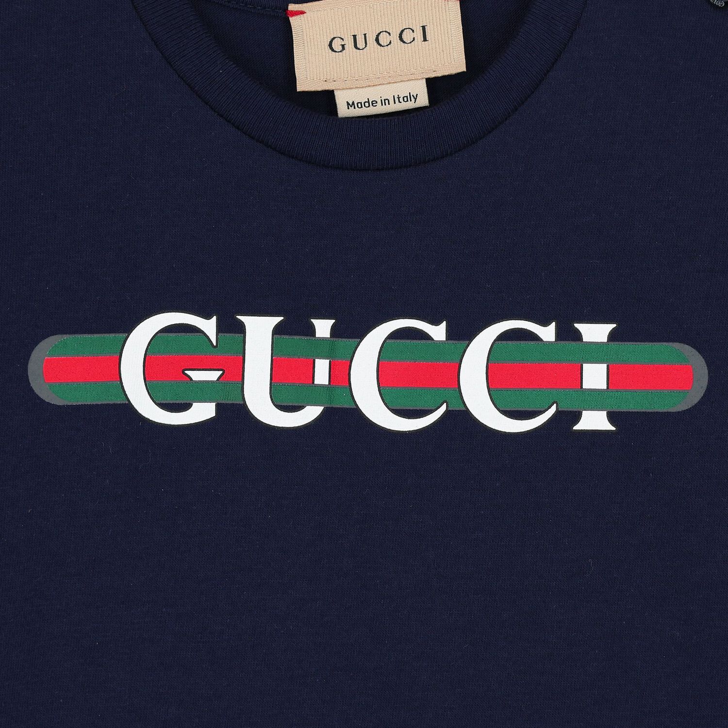 تيشيرت أولاد بالشعار باللون الكحلي, 1, hi-res