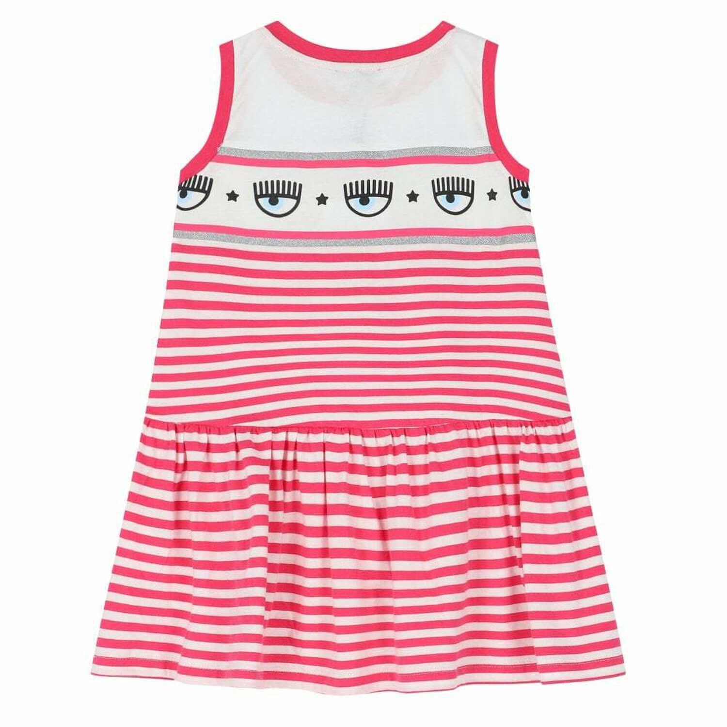 Girls Pink & White Striped Dress, 1, hi-res