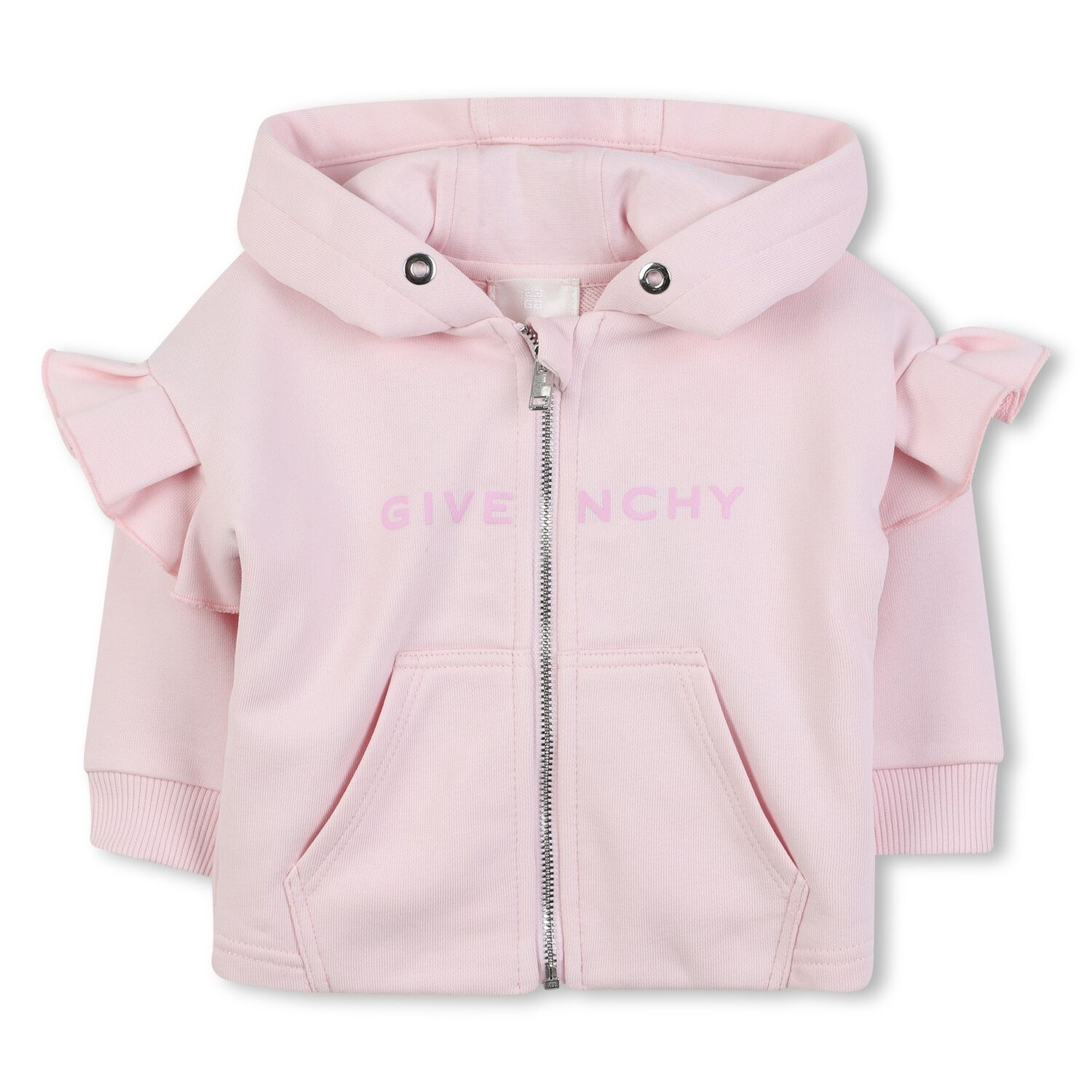 Younger Girls Pink Logo Hooded Zip Up Top, 1, hi-res image number null
