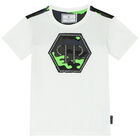 Boys White Logo T-Shirt, 1, hi-res