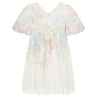 Girls Pink Floral Chiffon Dress, 1, hi-res