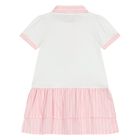 Younger Girls White & Pink Butterflies Logo Dress, 1, hi-res