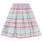 Girls Multi-Coloured Striped Skirt, 1, hi-res