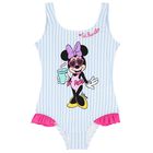 Girls Blue & White Stripe Minnie Mouse Swimsuit, 1, hi-res