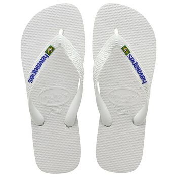 White Logo Flip Flops