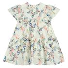 Younger Girls Ivory Butterflies Logo Dress, 1, hi-res