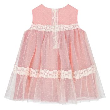 Younger Girls Ivory & Red Tulle Dress
