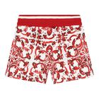 Baby Boys White & Red Majolica Shorts, 1, hi-res