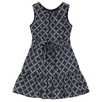Girls Navy Blue Logo Dress