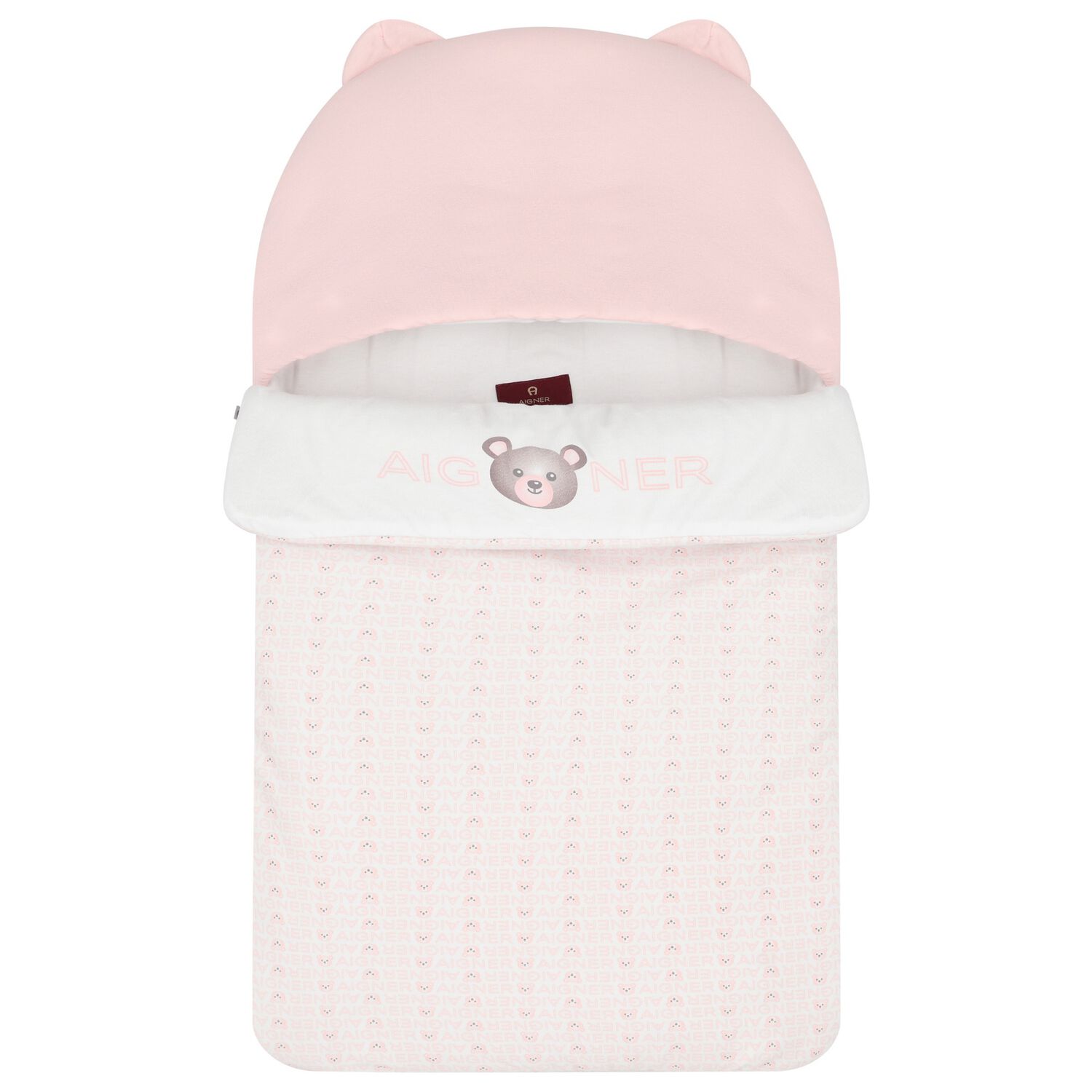 Baby Girls Pink & White Teddy Bear Logo Nest, 3, hi-res