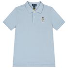 Boys Blue Logo Polo Shirt, 1, hi-res
