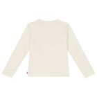 Girls Ivory Logo Long Sleeve Top, 2, hi-res