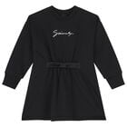 فستان بنات بالشعار باللون الاسود , 1, hi-res