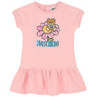 Younger Girls Pink Teddy Bear Logo Dress, 2, hi-res