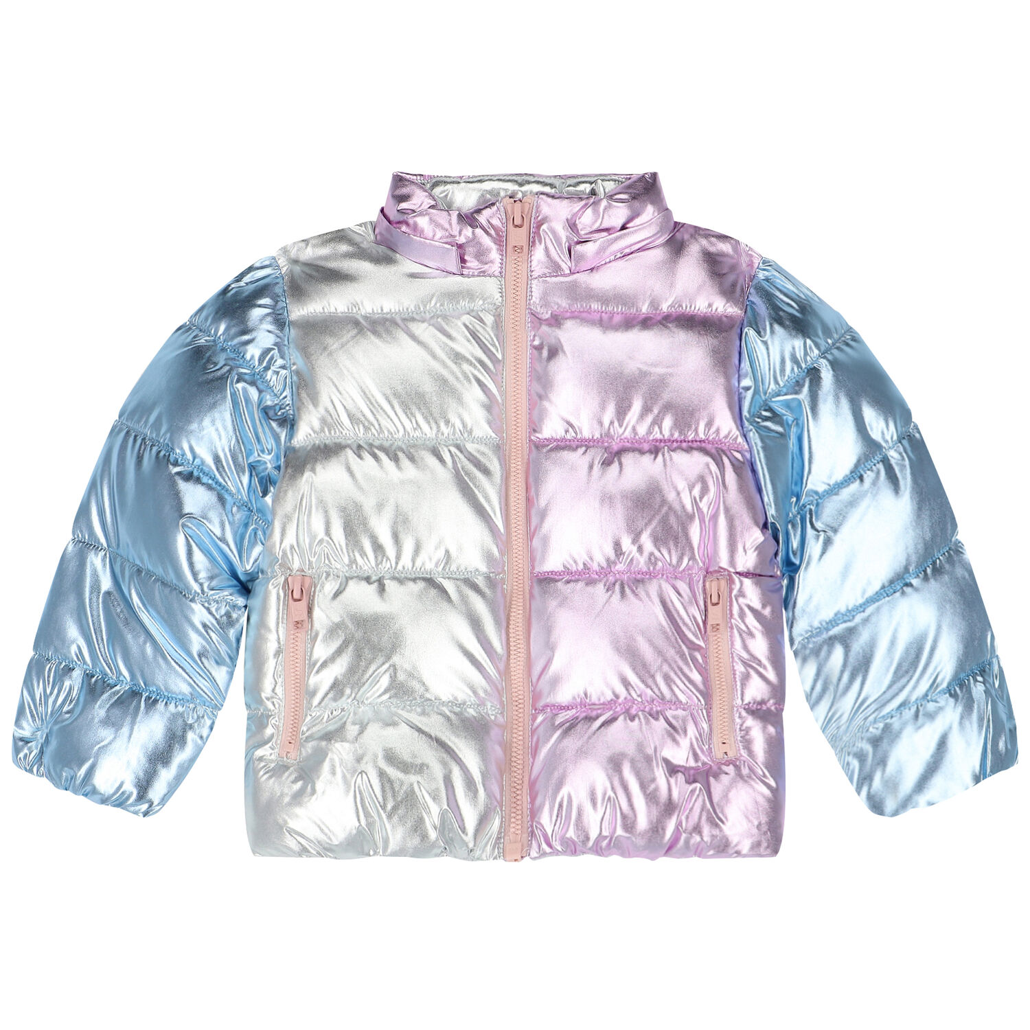 جاكيت بنات مبطن باللون الوردي والأزرق, 1, hi-res