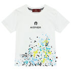Younger Boys White Logo T-Shirt, 1, hi-res