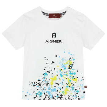 Younger Boys White Logo T-Shirt