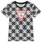 Boys Navy Blue & Ivory Logo T-Shirt, 4, hi-res