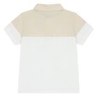 Younger Boys White & Beige Logo Polo Shirt, 1, hi-res