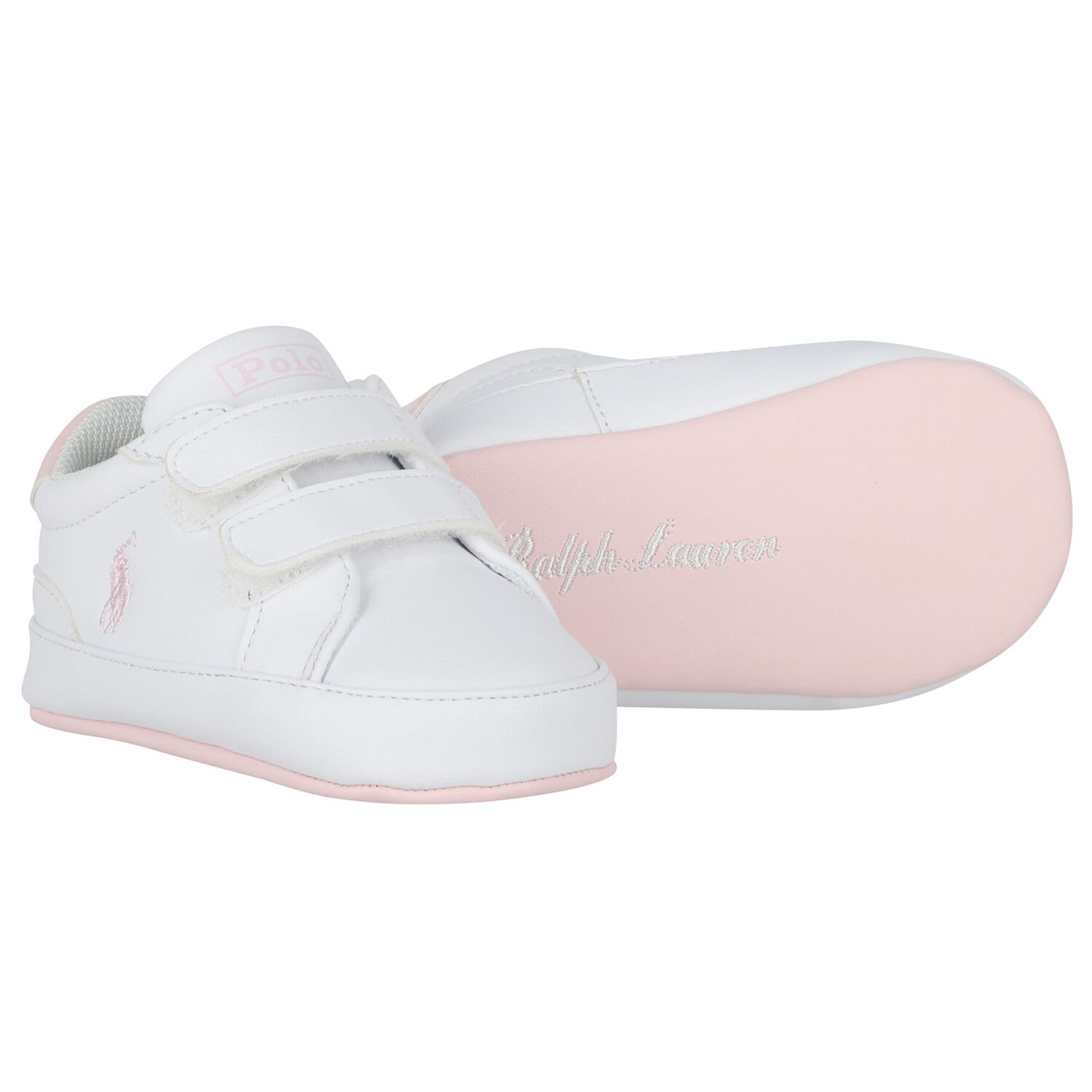 Baby Girls White Logo Trainers, 1, hi-res