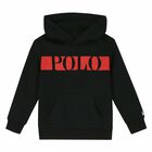 Boys Black Logo Hooded Top, 1, hi-res