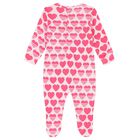 Baby Girls Pink Cotton Heart Logo Babygrow, 3, hi-res