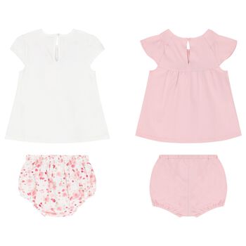 Baby Girls White & Pink Shorts Set ( 2-Pack )