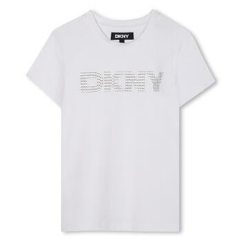 DKNY Girls White Logo T-Shirt, 1 Girls White Logo T-Shirt