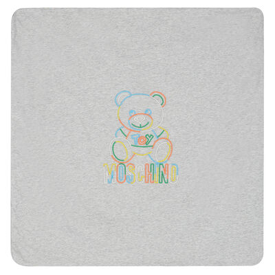 Grey Teddy Logo Baby Blanket