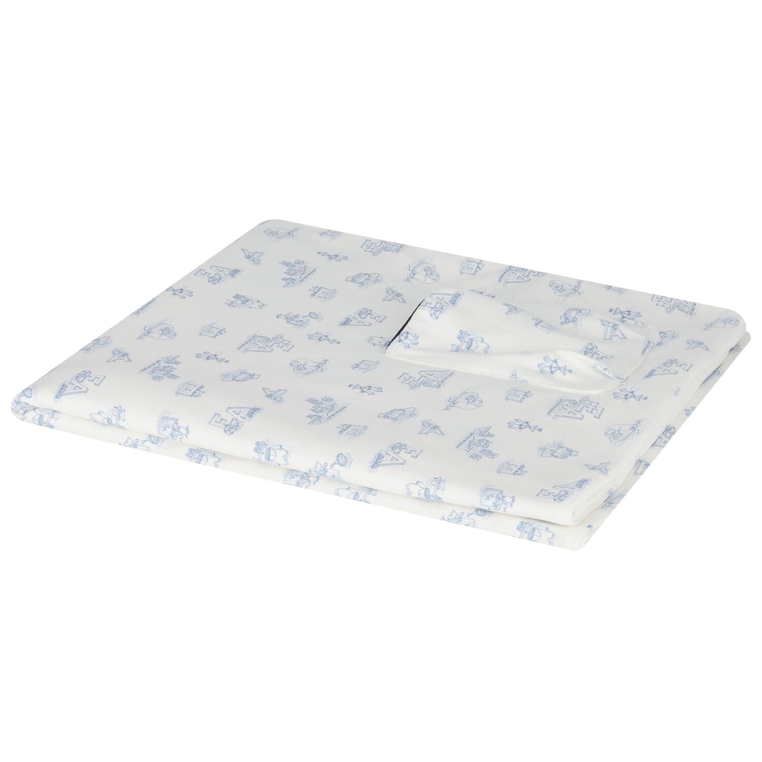 Baby Boys Ivory & Blue Logo Blanket, 1, hi-res