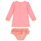 Baby Girls Pink & Yellow Lemon Tankini, 1, hi-res