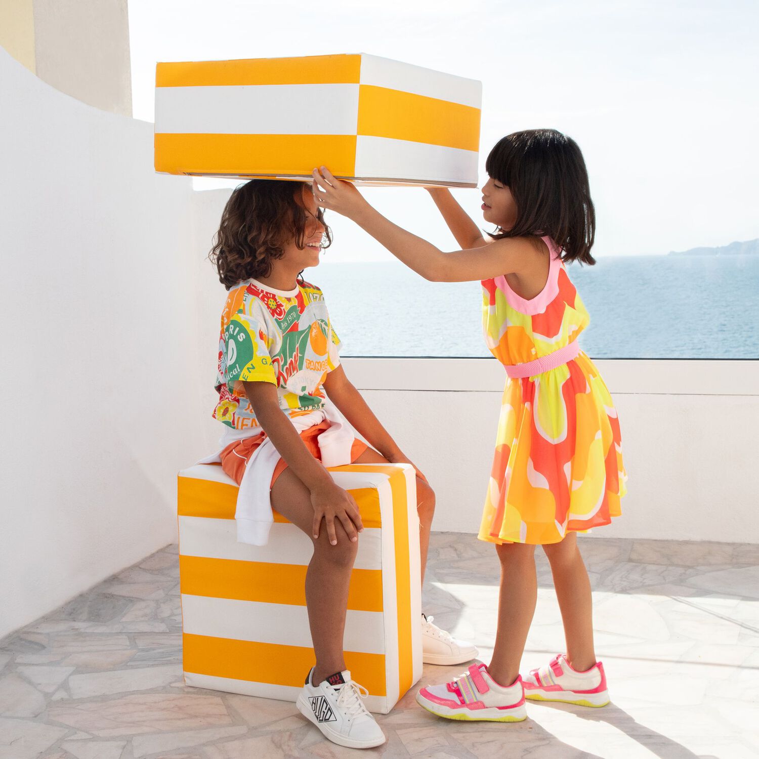 فستان بنات  بدون أكمام بالألوان المتعددة, 1, hi-res image number null