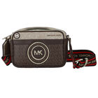 حقيبة كتف بالشعار باللون البني والذهبي للبنات, 1, hi-res