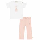 Baby Girls White & Pink T-Shirt Set , 2, hi-res