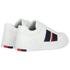 Boys White Logo Leather Trainers, 1, hi-res