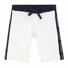 Younger Boys White Jersey Shorts, 1, hi-res