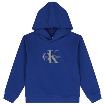Boys Blue Logo Hooded Top