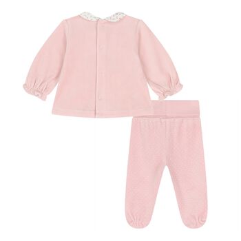 Baby Girls Pink Floral Motif 2 Piece Babygrow